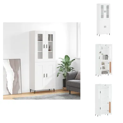 Productafbeelding van vidaXL Hoge kast, wit, 69,5 x 34 x 180 cm, houtvezel - Dressoirs