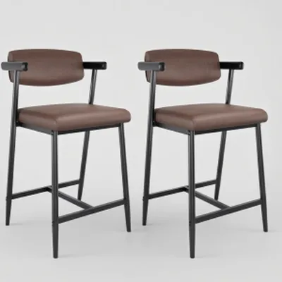 Immagine prodotto di Sgabelli da bar - Sgabelli per bancone - Sgabelli da cucina - Sgabelli per isola cucina - Set di sgabelli da bar neri - Struttura in metallo robusta