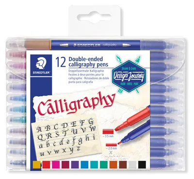 Produktbild von STAEDTLER 3005 Doppelfasermaler Kalligraphie Etui mit 12 Farben