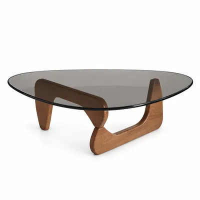Produktbild von Morvani Glas-Couchtisch 83x57x40 cm Rauchgrau/Walnussfarben, 3 Größen, 9 Farbkombinationen
