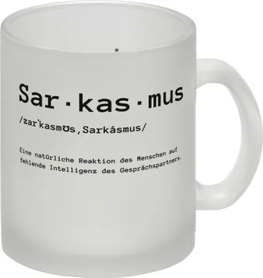 Produktbild von Sarkasmus Definiton Glas Tasse mit Spruch