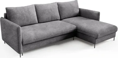 Produktbild von Ecksofa Bella Boucle dunkelgrau mit Schlaffunktion - Stoff Abriamo 07