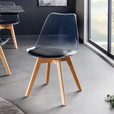 Produktbild von riess-ambiente Design Stuhl SCANDINAVIA MEISTERSTÜCK transparent schwarz Kunststoff Buchenholz natur Esszimmerstuhl Essstuhl Küchenstuhl