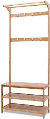 Produktbild von Aufbewahrungsgestell - Schuhregal mit Garderobe - Modernes Design - 170x70x31cm