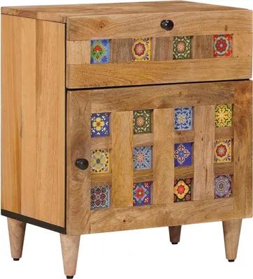 Obrázok produktu pre Nočný stolík Prírodná 50 x 33 x 60 cm Masívne mango drevo