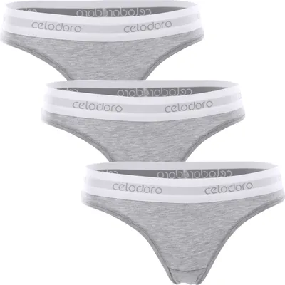 Produktbild von Celodoro Damen Tanga mit Webgummi-Bund (3er Pack) Sport Mini-Slip - Grau L