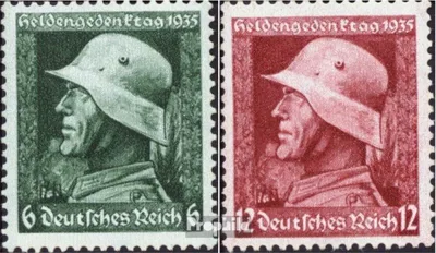Produktbild von Briefmarken Deutsches Reich 1935 Mi 569x-570x (kompl.Ausg.) senkrechte Gummiriffelung gestempelt Heldengedenktag