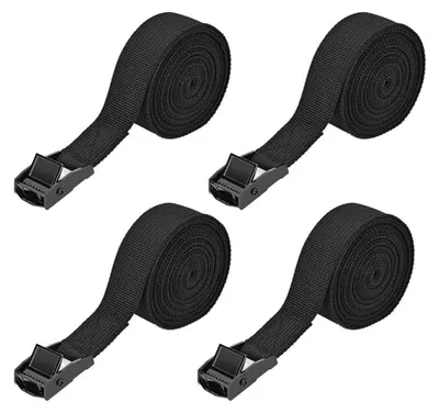 Image de 4 sangles de tensionnement de 2 mètres, avec sangle de serrage et fermoir à clip, pour le transport de bagages