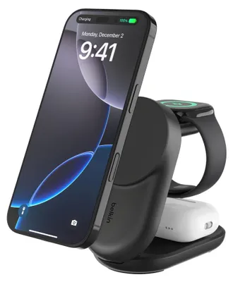 Produktbild von Belkin UltraCharge 25W Qi2 magn. 3-in-1 Lad.klappb.sw. WIZ037kqBK