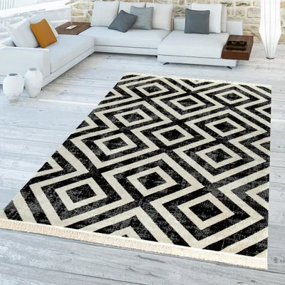 Produktbild von TT Home In-& Outdoorteppich Wetterfest Balkon Teppich Küche Rauten Design Soft Skandi Design Geometrisches Design Größe 160 cm Rund