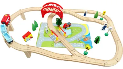 Immagine prodotto di SpielMaus: Topolino di legno, treno di legno con vagoni