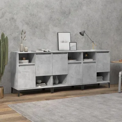 Produktbild von vidaXL Sideboards 3 Stk. Betongrau 60x35x70 cm Holzwerkstoff