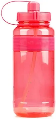 Image de Bouteille de sport - Gourde avec paille - Hydratation pour le sport - Avec indicateur de temps - 2 litres - Rouge