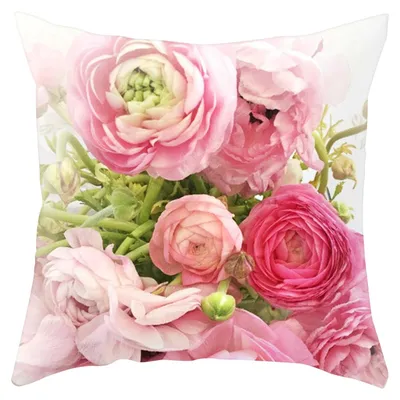 Rosa Blumenkissenbezug 45x45 cm Plüsch