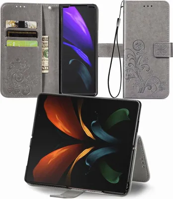 Produktbild von König Design Hülle kompatibel mit Samsung Galaxy Z Fold3 5G Kunstleder Handyhülle - Handy Case Grau