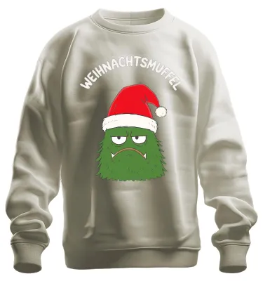 Produktbild von WEIHNACHTSMUFFEL Weihnachtsmonster Nikolausmütze sarkastisch Sweatshirt Pullover, Natur, M