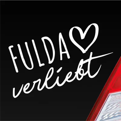Produktbild von Auto Aufkleber Fulda verliebt Herz Fluss Wasser Water Liebe Car 19x10 cm Weiss Glanz Sticker Heckscheibenaufkleber