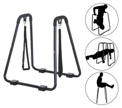 Produktbild von Dip-Station mit Schlingentrainer | Farbe: Schwarz | Abmessungen: 35,43 x 31,88 x 36,41 cm
