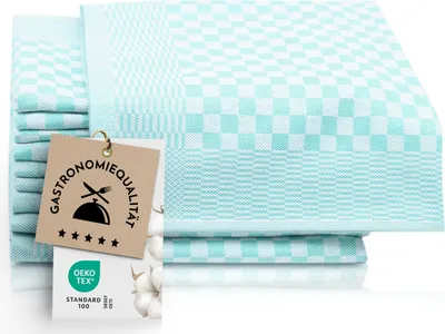 Produktbild von 10er Set Geschirrtücher, 100% Baumwolle, 46x70 cm, saugstark, mint kariert