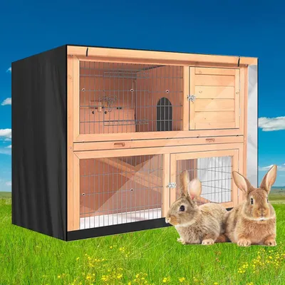 Produktbild von Hülle für Kaninchenstall Doppelschichtig - Thermohülle - Langlebig - Wasserdicht - 122 x 50 x 105 cm - Schutz gegen Schlechtes Wetter - Kaninchenstallabdeckung