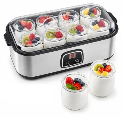 Produktbild von Digitaler Joghurtbereiter mit 8×180 ml Gläsern – 68–131 °F, 48 Stunden Timer, Auto-Off, LED – für probiotischen und zuckerfreien Joghurt