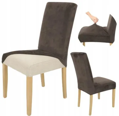 Produktbild von Stuhlhusse Stretch Braun - Samt - Universal - Esszimmer Stuhlbezug - 1 Stück