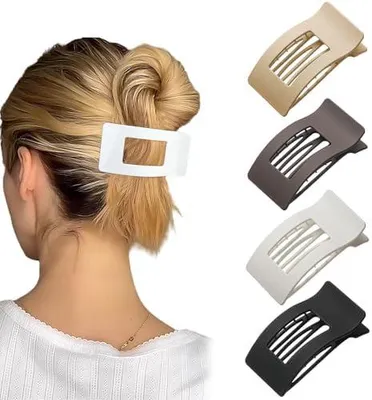 Produktbild von 4 Stück flache matte Haarspangen für Damen, französische Entenschnabel-Haarclips für dünnes Haar, rutschfester Griff
