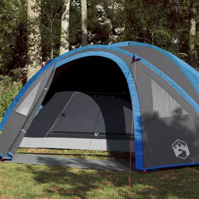 Produktbild von Campingzelt für 4 Personen mit Campingzubehör, blau, 300x250x132 cm, 185T-Taft