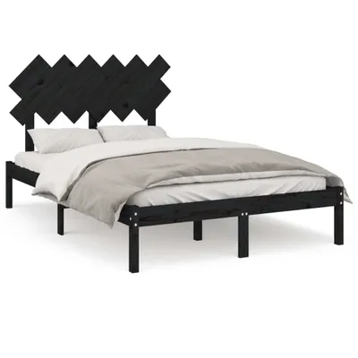 Produktbild von Massivholzbett Schwarz 135x190 cm