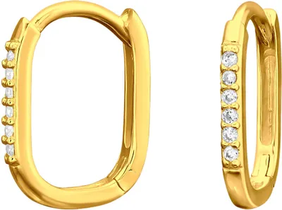 Produktbild von 925 Sterling Silber Creolen Ohrringe vergoldet mit Zirkoniasteinen Material - Silber vergoldet