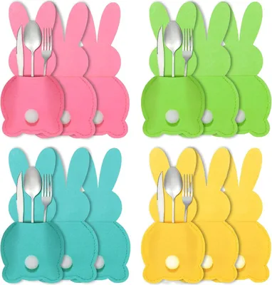 Produktbild von Besteckhalter Osterhase - Set von 12 - Filz - 16 x 15 cm