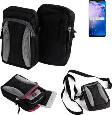 Produktbild von K-S-Trade Holster Schutz Hülle kompatibel mit Sharp Aquos Zero6 Handy Hülle Gürteltasche Umhängetasche mit Zusatzfach schwarz