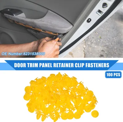 Image de 100 Clips De Fixation De Panneau De Garniture De Porte Compatibles pour Chevrolet Aveo 2004-2011 pour Chevrolet Aveo2 2007-2008, En Plastique Durable Jaune