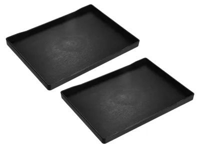 2 Serviertabletts Kunststoff Holzmaserung 23x30 cm schwarz