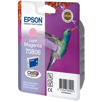 Obrázek produktu pro Epson Hummingbird Inkoustová Light Magenta T0806 Claria Photographic Ink, Světle purpurová, Inkoust na pigmentové bázi, 1 kusů