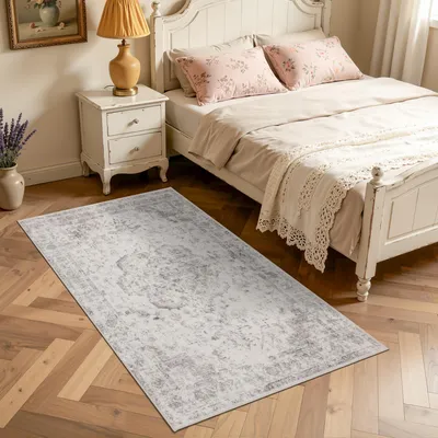 Zdjęcie produktu dla Homebyhome Dywan zmywalny vintage krótki w?os przedpokój kuchnia sypialnia wzór orientalny ?atwa piel?gnacja Rozmiar: 80x150 cm