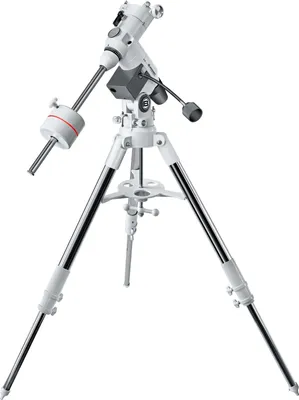 Produktbild von Bresser Messier EXOS-2 EQ Teleskop Montierung mit bis zu 13 Kg Tragfähigkeit, GP-Level Prismenaufnahme und höhenverstellbarem Aluminium-Dreibeinstativ mit Zubehörablage