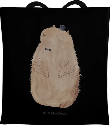 Produktbild von Mr. & Mrs. Panda stoff shopper Murmeltier - Schwarz - Geschenk, Einkaufstasche, Tote Bag, Freundlichkeit, Anstand, Jutebeutel, canvas tasche, Lustige Sprüche, Knigge