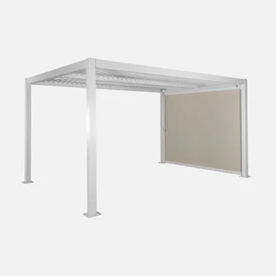 Produktbild von sweeek - Pergola mit Lamellendach Palace 3x4m  + Markise 3m - Weiß