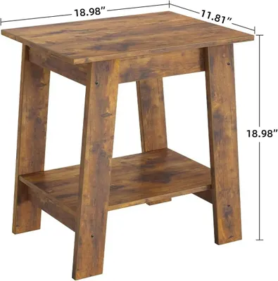 Image de Table de chevet - 2 niveaux - Bois - Style scandinave - Gain de place - Marron