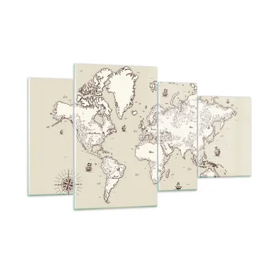 Produktbild von Bilder auf glas - Karte Welt Klassiker Kontinente - 120x70cm - Glasbilder - Wandbilder - Kunstdruck - zum Aufhängen bereit - Wanddekoration aus Glas - Glas Bilder - Wandbild auf Glas - GDL120x70-2910
