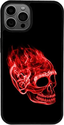 Produktbild von TPU Silikon Hülle für iPhone 13 PRO Handy Cover Case Schutzhülle Handyhülle Bumper MOTIV 36 Schädel Rot
