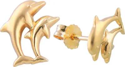 Produktbild von Ohrstecker Ohrring 10x7mm Delfin-Pärchen matt-glänzend 9Kt GOLD gold 10x7mm