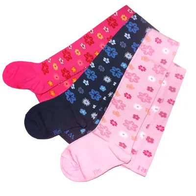 Produktbild von Kinderstrumpfhosen für Mädchen 3-er Pack aus Baumwolle Blumen Gänseblümchen Set Größe 110-116