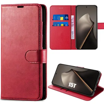 Image de Coque pour Xiaomi 15T, Protection Anti-Rayures Antichoc Synthécuir Rouge