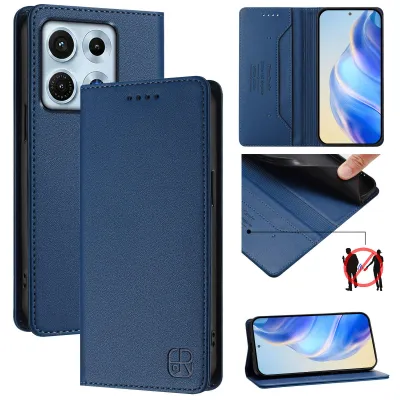 Produktbild von Lederhülle für Motorola Edge 70 Max Hülle Flip Brieftasche Kartenfächern Ständer Schutzhülle Blau