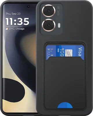 Produktbild von Geeignet für Motorola Edge 2024 Phone Case mit TPU Kartenhalter - Flexible Back Cover Case Silikon TPU mit Cardslot - Schwarz - Smartphonics
