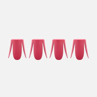 Produktbild von sweeek - 4er-Set stapelbare Hocker mit Kunstleder - Rosa