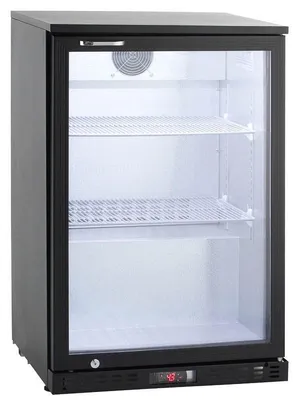 Produktbild von GastroHero Barkühlschrank ECO 130 schwarz 138 Liter Getränkekühlschrank unterbaufähig LED Umluftkühlung Glastür