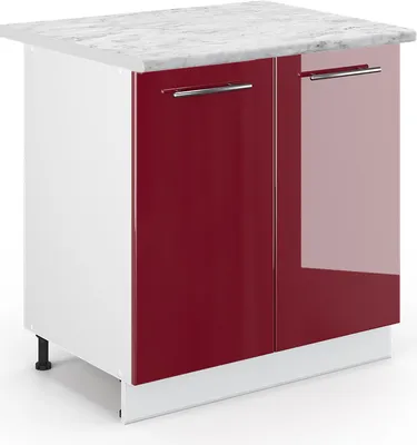 Produktbild von Spülenunterschrank Vicco Fame-Line Bordeaux Hochglanz 80 cm mit Regal, AP Marmor, Model 46153